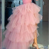 Women Tiered Short Skirts Fluffy Tulle Multi-layer High-Low Petticoat A Line Elastic Waist Underskirt Carnival Party Tutu Skirts