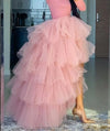 Women Tiered Short Skirts Fluffy Tulle Multi-layer High-Low Petticoat A Line Elastic Waist Underskirt Carnival Party Tutu Skirts
