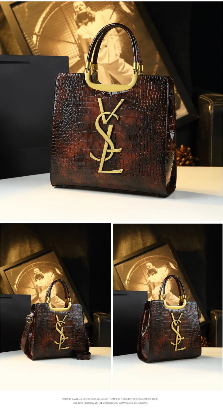 High-grade light luxury handbag 2024 new autumn and winter fashion Tote bag women's crocodile print single shoulder crossbodybag