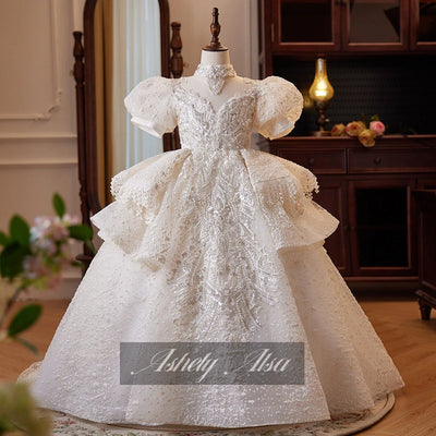 Ashely Alsa Luxury Princess Girls Wedding Party Dress Flower Girl Dresses Vestidos Para Eventos Especiales Children Pageant Gown