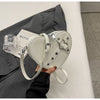 Vintage Y2K Small Chain Rivet Shoulder Bag Heart Shaped Purse Handbag Red PU Leather Gothic Tote Bag Fashion Women Crossbody Bag