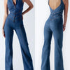 TARUXY Backless Heart Cutout Bodycon Jumpsuit For Women Casual Sleeveless Slim One-Piece Outfits Retro Denim Jumpsuits New 2025