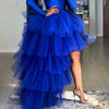 Women Tiered Short Skirts Fluffy Tulle Multi-layer High-Low Petticoat A Line Elastic Waist Underskirt Carnival Party Tutu Skirts