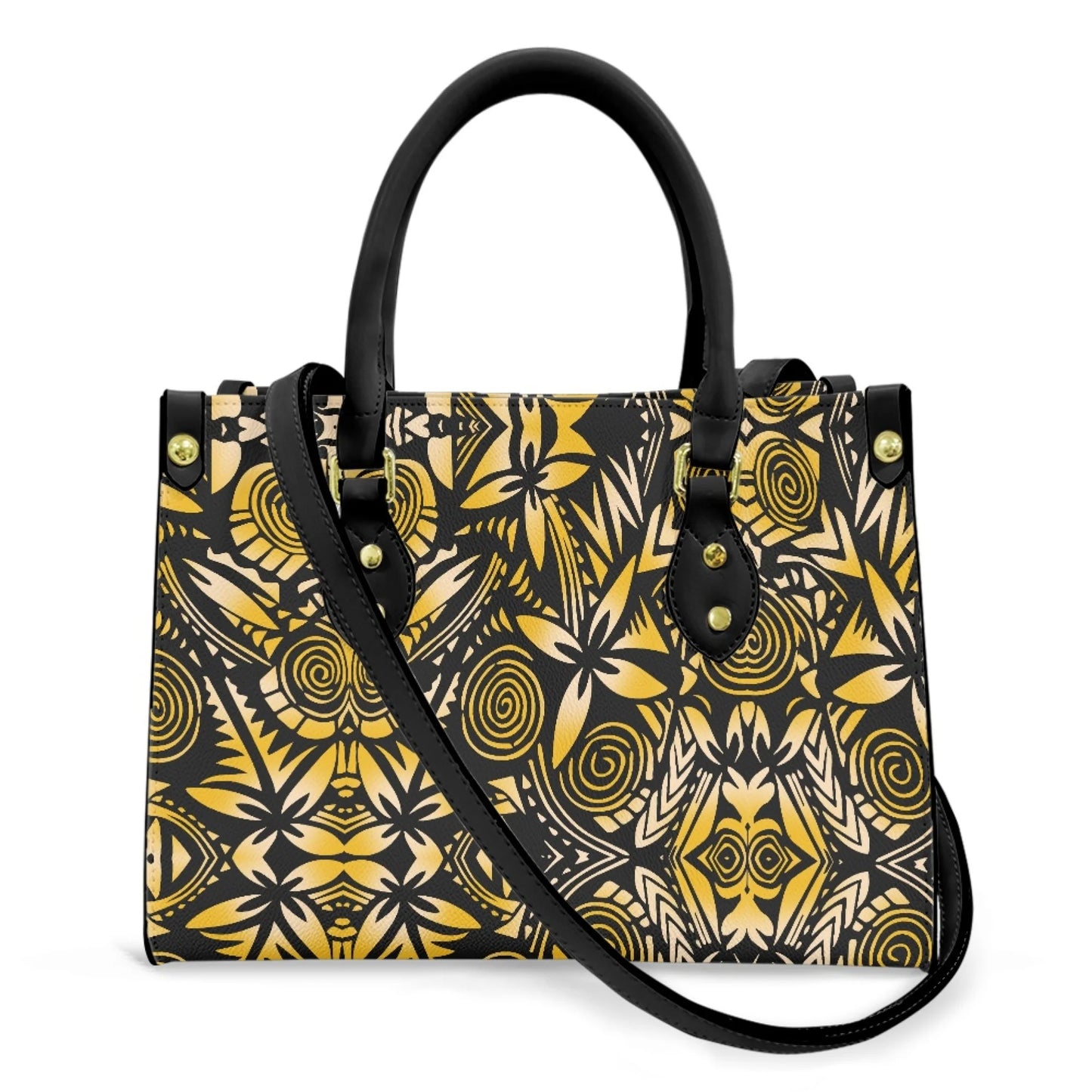 Women Pu Handbag Custom Wholesale Polynesian Tribal Floral Design Women Shoulder Bag Large Capacity Travel Temperament Women Bag
