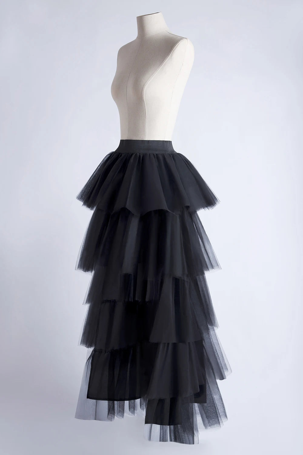 Women Tiered Short Skirts Fluffy Tulle Multi-layer High-Low Petticoat A Line Elastic Waist Underskirt Carnival Party Tutu Skirts