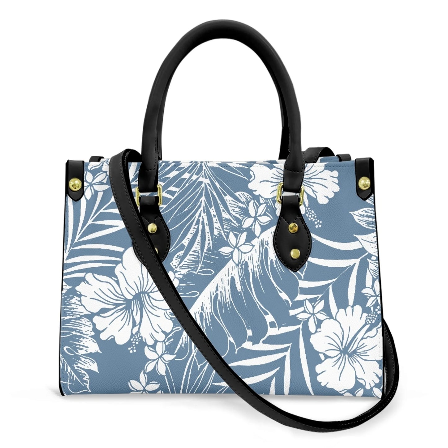 Women Pu Handbag Custom Wholesale Polynesian Tribal Floral Design Women Shoulder Bag Large Capacity Travel Temperament Women Bag