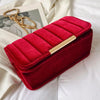 Neon Red Flap Chain Square Bag Velor Leather Fashionable Dating Gift Shoulder & Crossbody Bag With Chain Strap For Women