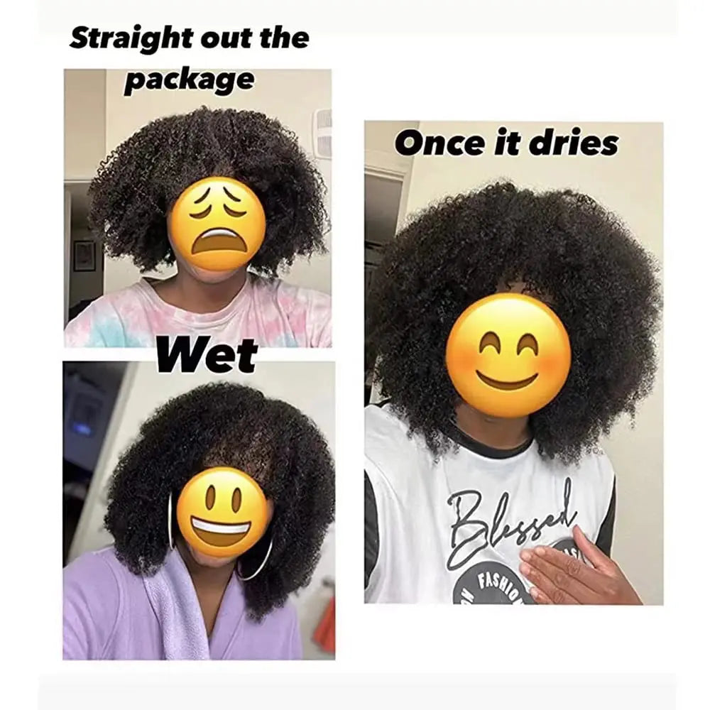 10 Inch Afro Kinky Curly Bob Wig With Bangs Curly Pixie Cut Glueless Wigs Machine Made Brazilian Human Hair Wigs For Black Women