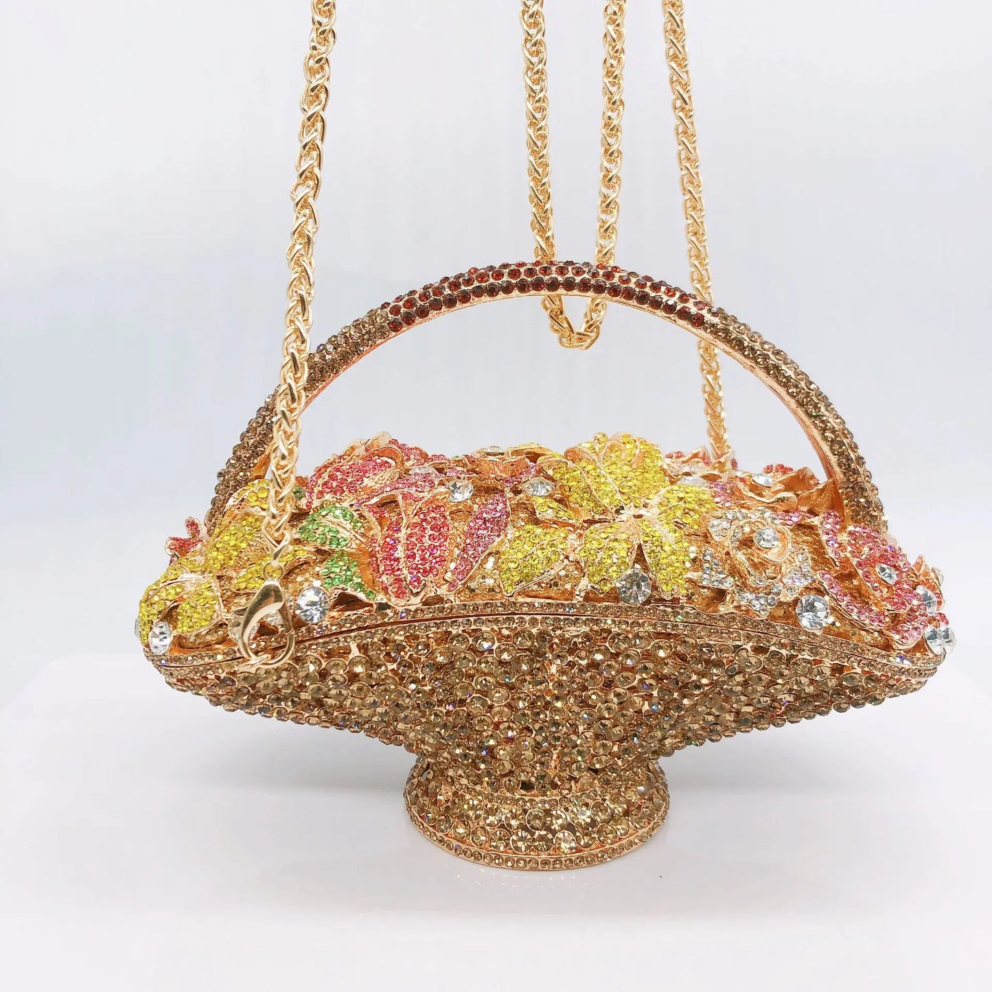 The New Diamond-Encrusted Dinner Baskets Bag Women's Handbag Cross-Body Evening Clutch Flower Elegant Bags Vintage Crystal Bags