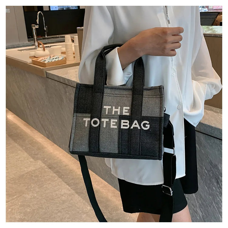 New Fashion Women's Tote Bag Trend Brand Denim Embroidery Crossbody Bag Classic Elegant Shoulder Bag Designer Luxury Handbag