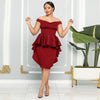 CM.YAYA Women Zipper Side Ruffles Off Shoulder Short Sleeve V-neck Bodycon Midi Dress 2023 Club Evening Sexy Party Dresses