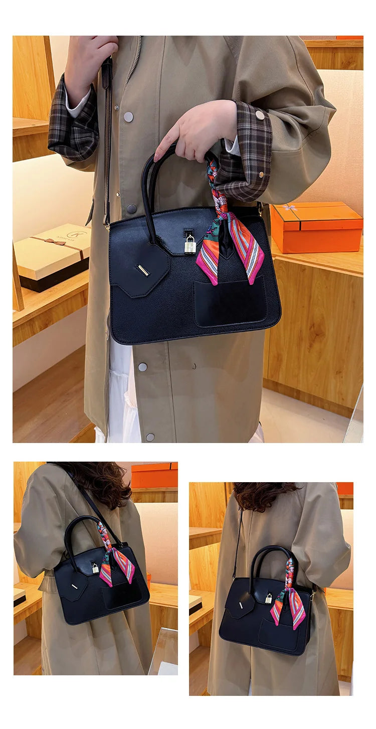 New Birkin Bag Handbag Lychee Grain Large Capacity Advanced Sense Kelly Bag Single Shoulder Crossbody Bag for Women