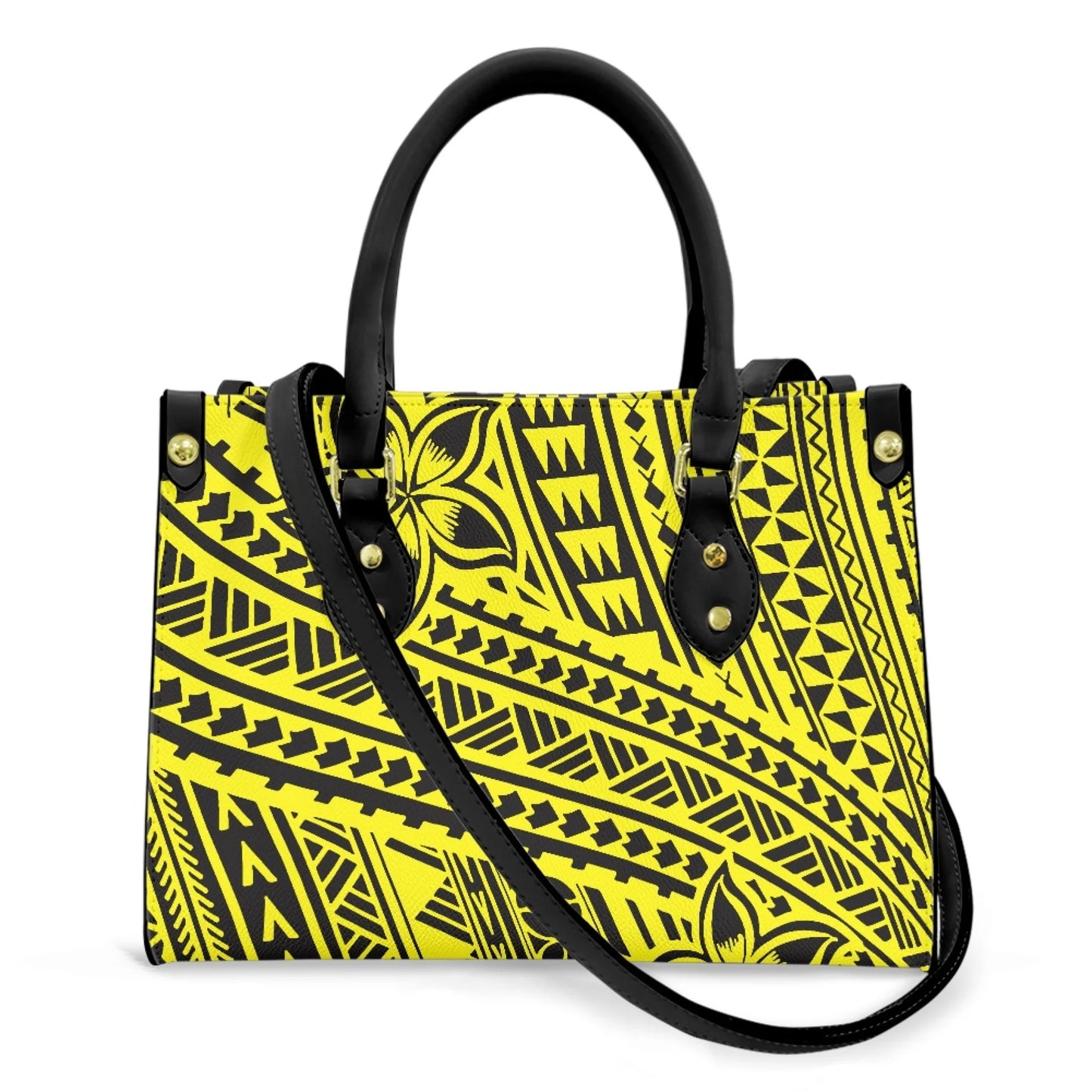 Women Pu Handbag Custom Wholesale Polynesian Tribal Floral Design Women Shoulder Bag Large Capacity Travel Temperament Women Bag