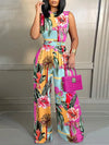 Elegant Women Wide Leg Long Juumpsuit 2024 Spring Summer Fashion Printed Sleeveless Casual Holiday Bodysuits Jumpsuits Trousers