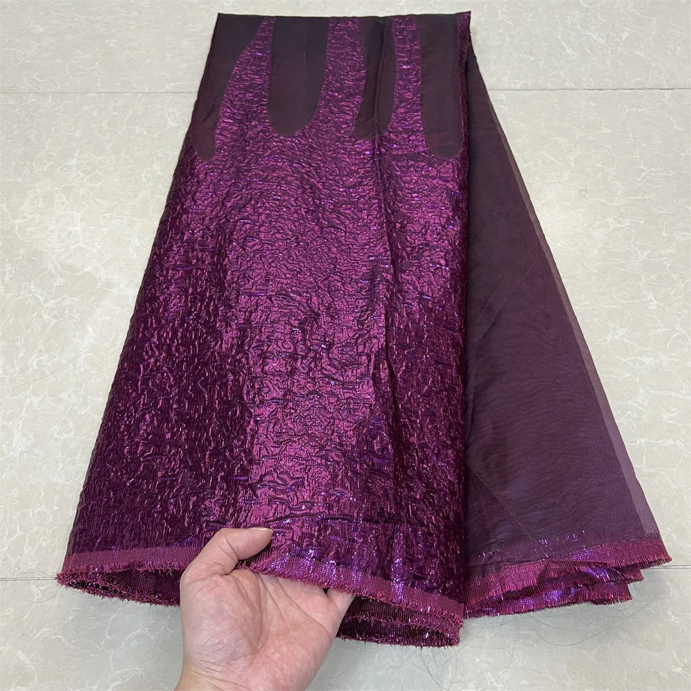 2025 African Nigerian Tulle Lace Fabric Organza Embroidery High Quality Brocade Jacquard 5Yard for Party Gown Dress YXZ157