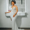 Nigeria Mermaid Wedding Dresses for Bride Sheer Neck Long Sleeve Side Split Ruffles Africa Wedding Reception Gowns Customized
