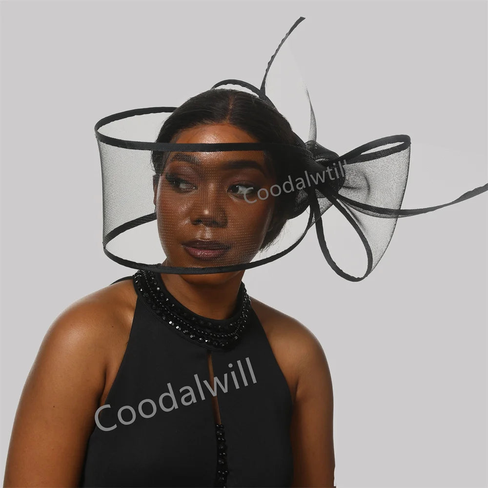 White Net Wedding Fascinator Elegant Hat Women Kentucky Derby Race Headpiece Fashion Party Mesh Chapeau Cap For Ladies Event