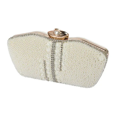 rhinestone evening bags Chain Clutch Bag Set with Diamond Pearl One Shoulder for Evening Wedding Party Dresses Made Crystal
