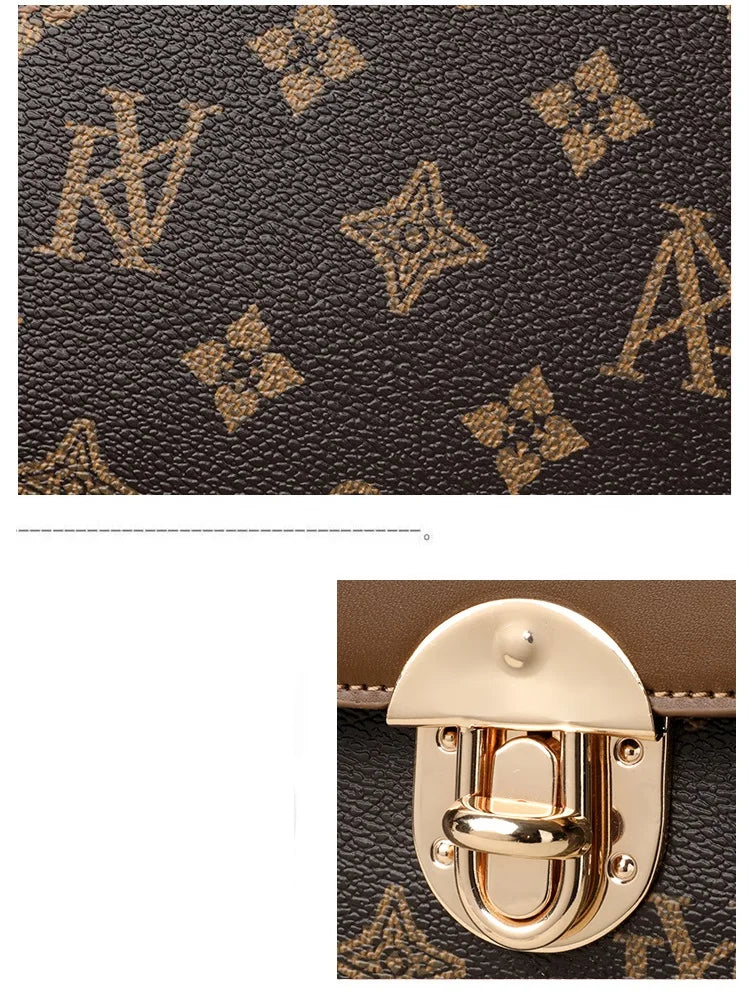 Bags for Women, Printed Fashionable Hand-Held Locks, Commuting Small Square Bag, Fashionable and Versatile Shoulder Crossbody Ba