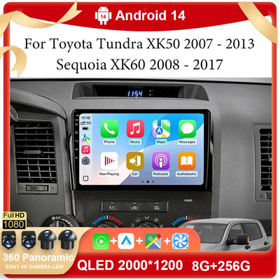 Android 14 For Toyota Tundra XK50 2007 - 2013 Sequoia XK60 2008 - 2017 Car Radio Multimedia Video Player Navigation Screen Auto