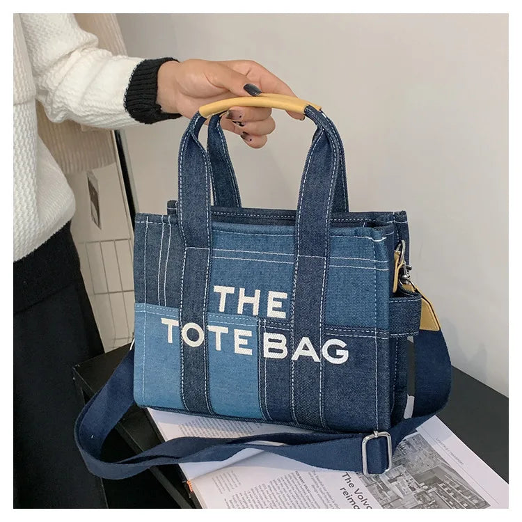New Fashion Women's Tote Bag Trend Brand Denim Embroidery Crossbody Bag Classic Elegant Shoulder Bag Designer Luxury Handbag