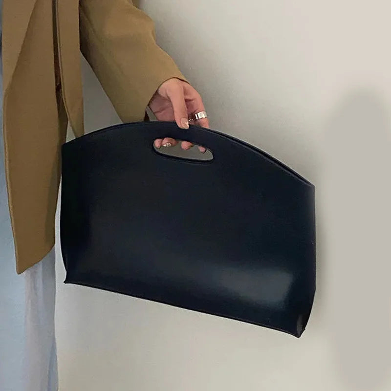 Women's Handbag New Large-capacity File Bag Fashionable Versatile Commuter Bag Leather Briefcase Envelope Clutch Bag