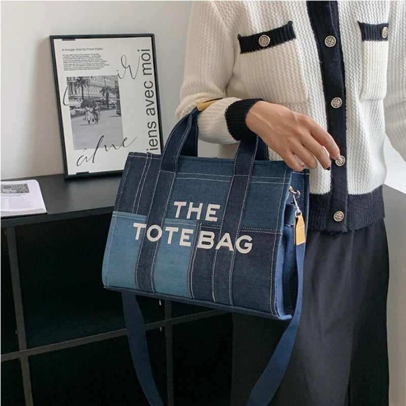 New Fashion Women's Tote Bag Trend Brand Denim Embroidery Crossbody Bag Classic Elegant Shoulder Bag Designer Luxury Handbag