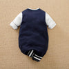 Baby Long Sleeved Jumpsuit Spring And Autumn Boys And Girls Baseball Suit Letter Embroidered Cotton Soft 0-18m One Piece Set - MAGUSTA BEAUTY