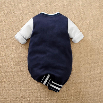 Baby Long Sleeved Jumpsuit Spring And Autumn Boys And Girls Baseball Suit Letter Embroidered Cotton Soft 0-18m One Piece Set - MAGUSTA BEAUTY