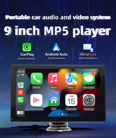BQCC 9 "carplay Wireless mirror link Android auto Truck HD display with touch  music video player FM transmitting AUX audio