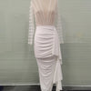 Sexy Dress Women Sleeveless Sequin Dresses O Neck Asymmetrical High Street Dance Wedding Prom Party Night Long Top Vestidos