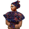 Ankara African Shawl Collar Women Multi Strands Net Necklace and 1 Headband and10 bracelets Handmade Jewelry SP159