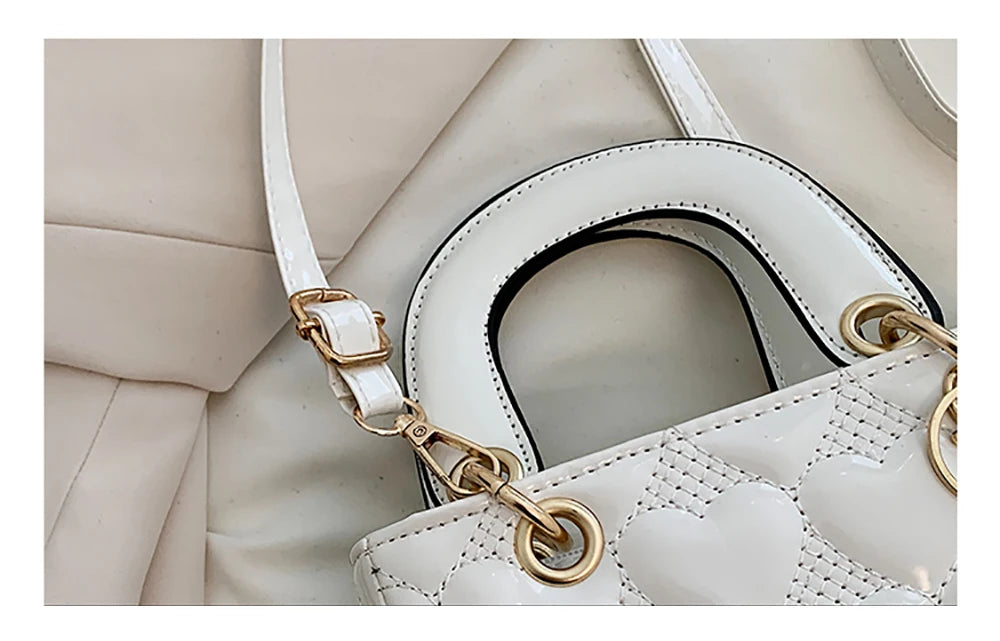 Red Love Patent Leather Bright Surface Handbag High-end Design Sense Wedding Bag Women's New Fashion All-matching Crossbody Bag
