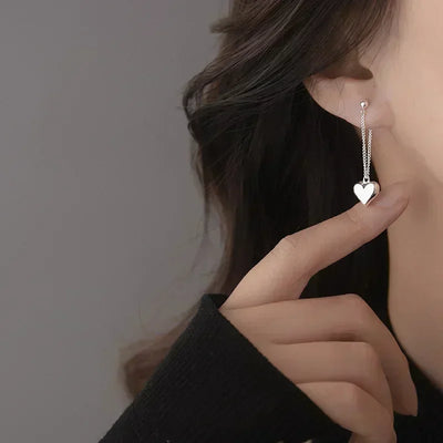 925 Sterling Silver  Earrings For Women Heart Chain Earring Jewelry Prevent Allergy Party Accessories Gift Heart Earrings - MAGUSTA BEAUTY