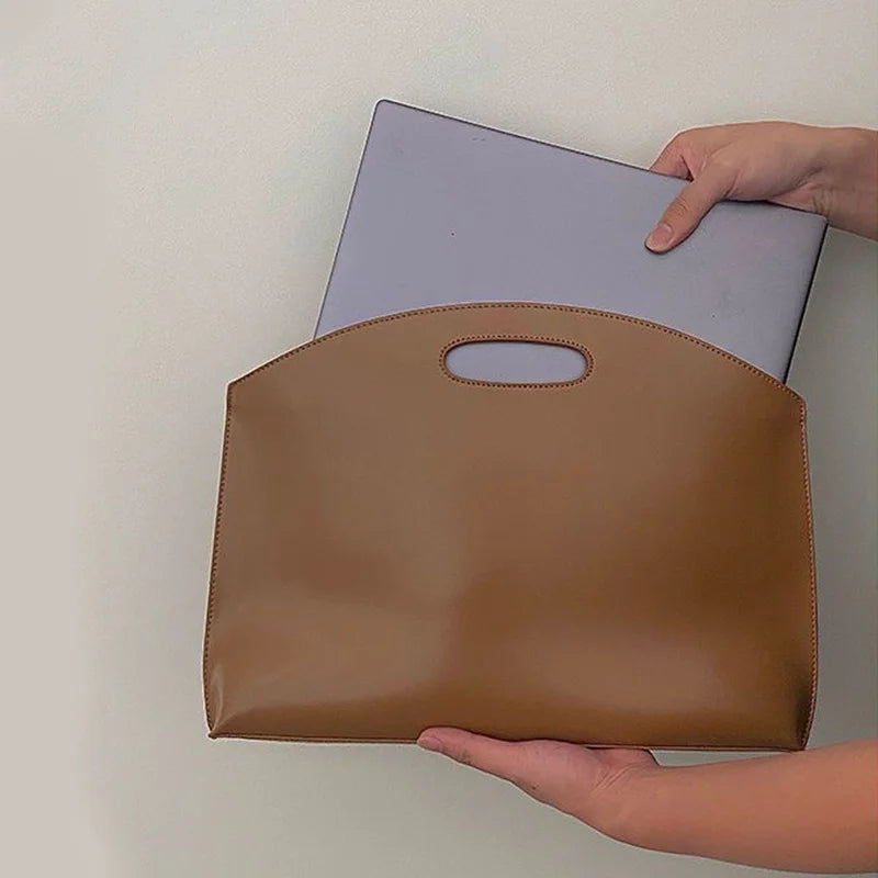 Women's Handbag New Large-capacity File Bag Fashionable Versatile Commuter Bag Leather Briefcase Envelope Clutch Bag