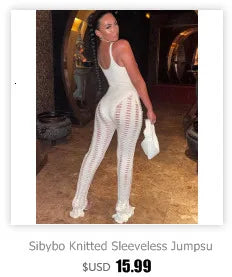 Sibybo Tassel Hollow Out  Overalls For Women Studded Diamond Strapless Backless Jeans Street Fashion Trend Jumpsuite Femme