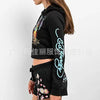 Sifreyr Street Printed Fashionable Casual Versatile Shorts Set Hooided Long Sleeved Zipper Cardigan Jacket High Waist Suit