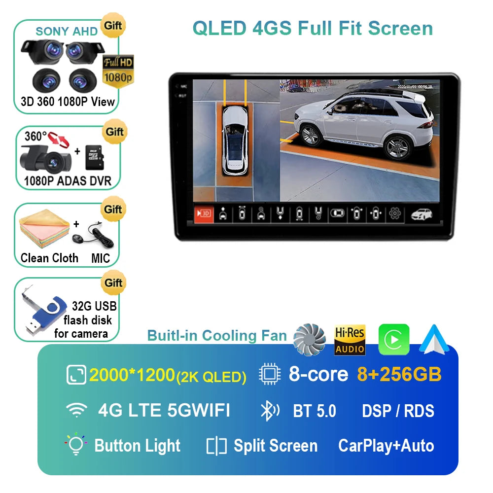 Android 14 For Audi A4 II 2 B6 III 3 B7 2000 - 2009 S4 2002 - 2008 RS4 2005 - 2009 Car Radio Multimedia Video Player Navigation
