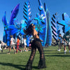 Cryptographic Fashion Tiered Mesh Sheer Flare Pants Rave Festival Outfits for Women Halloween Sexy Pants Streetwear Bottoms