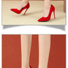 Big Size 35-45 women's shoes 2024 concise flock high heels women pumps pointed toe classic red gray ladies wedding shoes office