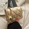 Simple And Versatile Texture Mini Bag With Gold Ball Chain Strap Shoulder Bag Crossbody Bag 	Purse Women's Bag