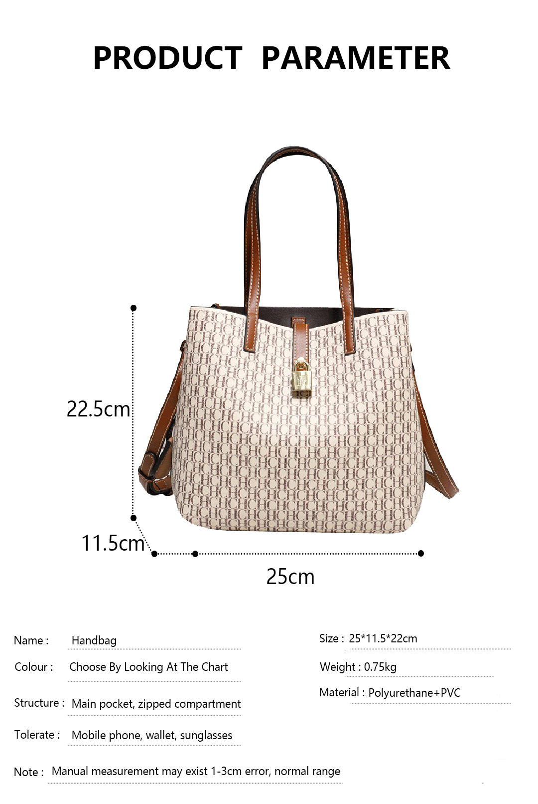 CH Premium Versatile Leather Crossbody Bag Ladies Large Capacity Daily Commuter Tote Bag Letter Print Design Ladies Fashion