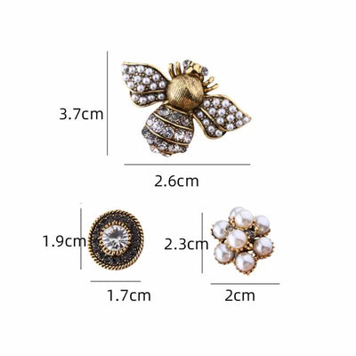 Korean 3pcs/set brooch pins bee pearl rhinestone brooch pins all-matching retro jewelry accessories for women