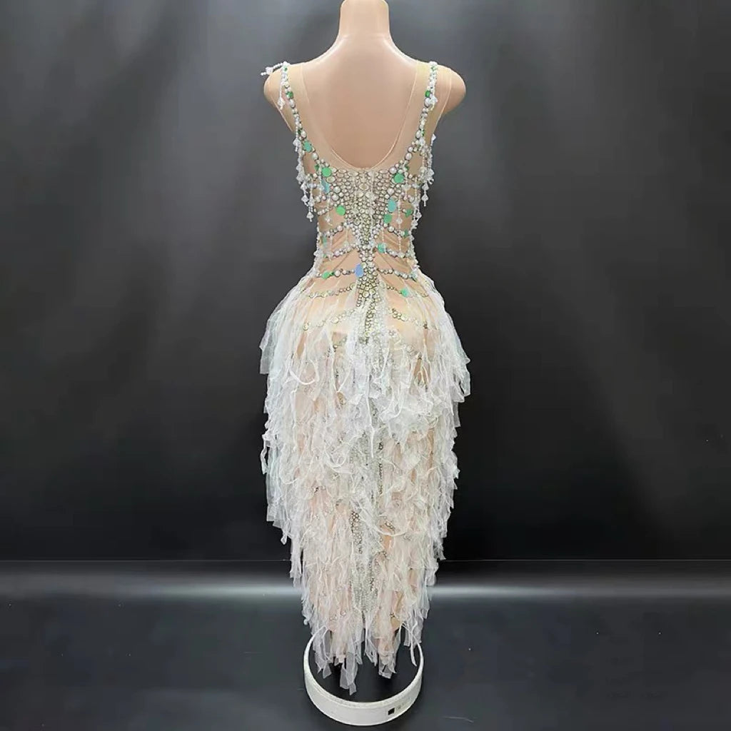 New sexy side slit dance performance costume, birthday party, socialite live house outfit
