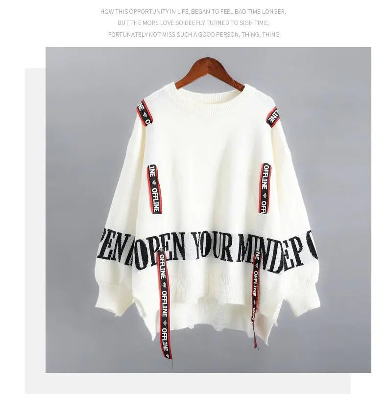 Round Neck Loose Knit Sweater for Women's 2023 Spring and Autumn Korean Version New Fashionable Casual Women's Top