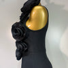 Fashion Black 3D Flower Bodycon Long Bandage Dress Celebrity Elegant Party Birthday Dress Women's Sleeveless Sexy Vestidos