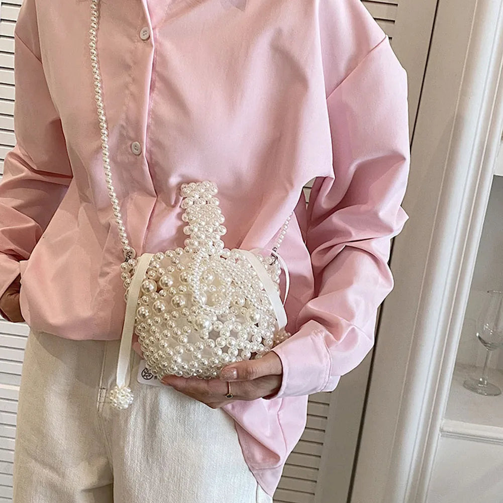 Mini Pearl Bag Luxury Women’s Handheld Bead Bag Purses Fashion Banquet Party Shoulder Bag Pearl Beaded Clutch Purse Mini Bags