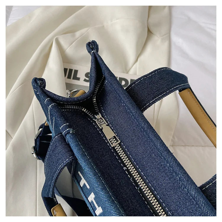 New Fashion Women's Tote Bag Trend Brand Denim Embroidery Crossbody Bag Classic Elegant Shoulder Bag Designer Luxury Handbag
