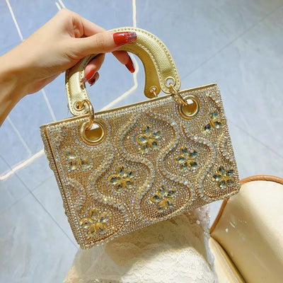 Luxury Women's Evening Bag Handmade Shiny Diamond Decoration Fashion Crossbody Shoulder Bags Women Handbags for Wedding Party