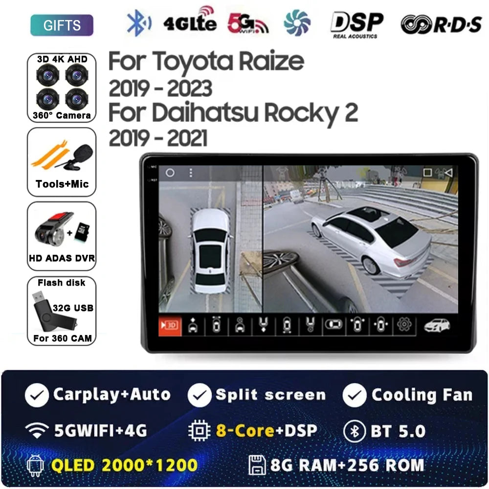 Android 14 Carplay Auto For Toyota Raize 1 2019 - 2023 For Daihatsu Rocky 2 2019 - 2021 Car Radio Multimedia Video Player GPS 4G